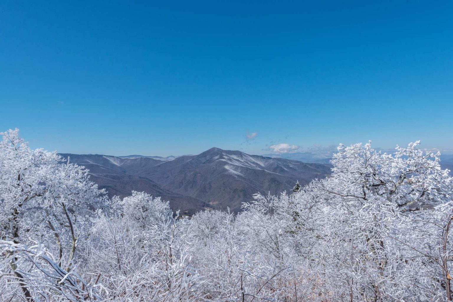 Blue Ridge Parkway Winter Snowfall Smoky Mountains in NC